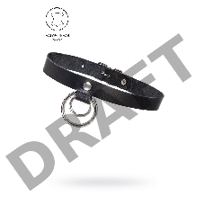 Чокер-ошейник Pecado BDSM, кольцо в кольце, натуральная кожа, чёрный