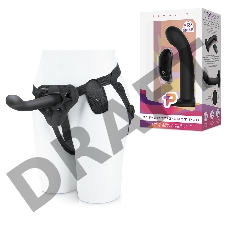 Черный вибрострапон с загнутой головкой Pegasus с пультом ДУ - 15 см.