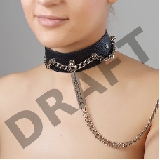 Чёрный ошейник из натуральной кожи