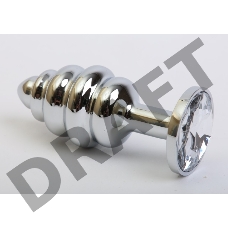 Фигурная анальная пробка с прозрачным стразом - 7,3 см.