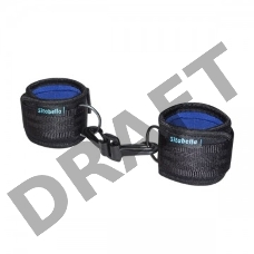 Чёрно-синие наручники из неопрена с карабинами