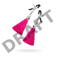 Зажимы на соски прищепки с кисточками из шелка Pecado BDSM, металл, бордовый Зажимы на соски прищепки с кисточками из шелка Pecado BDSM, металл, бордовый