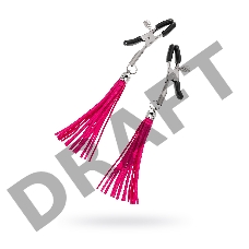 Зажимы на соски прищепки с кисточками из замши Pecado BDSM, металл, фуксия