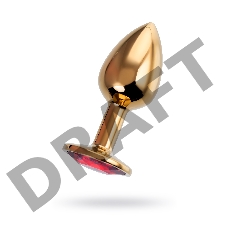 Анальная втулка Штучки-Дрючки, металл, золотая, с красным кристаллом, 7 см, Ø 2,8 см, 50 г