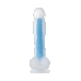 Фаллоимитатор светящийся в темноте, силикон, синий, 18 см