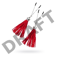 Зажимы на соски вилки с кисточками из замши Pecado BDSM, металл, красный Зажимы на соски вилки с кисточками из замши Pecado BDSM, металл, красный