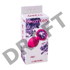 Малая розовая анальная пробка Emotions Cutie Small с фиолетовым кристаллом - 7,5 см.