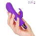 Фиолетовый мини-вибратор с клиторальным зайчиком - 14 см.