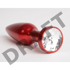Большая красная анальная пробка с прозрачным стразом - 11,2 см.