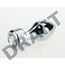 Серебристая анальная пробка с широким основанием и прозрачным кристаллом - 7,8 см.