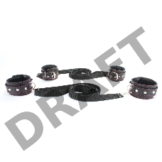 Черный бондажный набор с красной строчкой