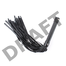 Черная плеть из натуральной кожи с проклепанной ручкой - 45 см.