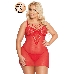 Комбинация и стринги SoftLine Collection Aldona, красный, XXL