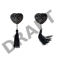 Черные пэстисы-сердечки Evans с кисточками и стразами