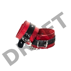 Наручники TOYFA Theatre, кожа, красные, 23 см Наручники TOYFA Theatre, кожа, красные, 23 см