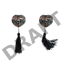 Серебристые пэстисы-сердечки Gipsy с черными кисточками