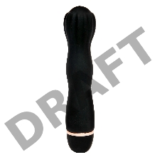 Черный силиконовый вибратор с бутоном-головкой - 18 см. Черный силиконовый вибратор с бутоном-головкой - 18 см.