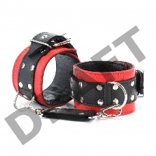 Красно-чёрные наручники из натуральной кожи Красно-чёрные наручники из натуральной кожи