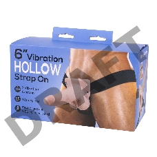 Полый страпон с вибрацией 6 на ремешках
