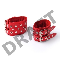 Красные кожаные наручники с ремешками