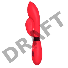 Красный вибратор Gina с клиторальным отростком - 20 см.