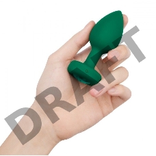Зеленая анальная вибровтулка с кристаллом Vibrating Jewel Plug M/L - 10,5 см.