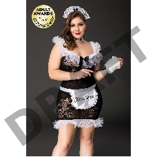 Костюм горничной Candy Girl Fanny (платье, ободок, чокер, фартук,метелка) черно-белый, 2XL