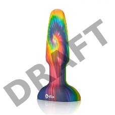 Разноцветная анальная пробка с эффектом римминга Peace & Love Tie-Dye - 15,2 см.