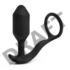 Черная анальная вибропробка с эрекционным кольцом Vibrating Snug & Tug M