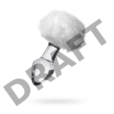 Анальная втулка Sexus Glass, с белым хвостиком, стекло, прозрачная, 14 см, Ø 4 см