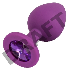Фиолетовая анальная пробка с кристаллом - 8 см.